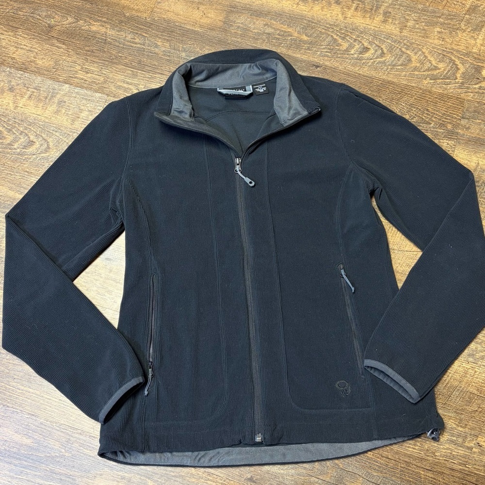 Mountain Hardwear Fleece Full Zip Jacket Women's Medium Outdoor Black Gray - Picture 1 of 13